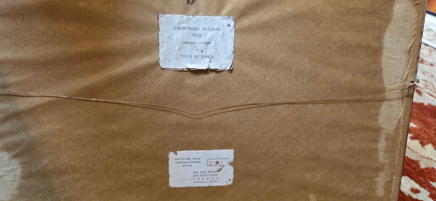 RARE***  Tinus de Jongh 1885 - 1942 ''Vredenburg Mulders Vlei'' Etching (SOLD)