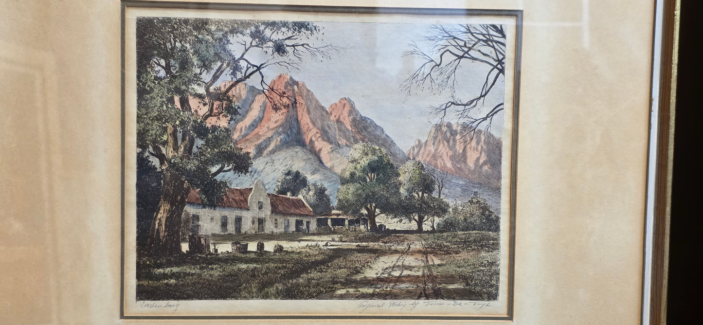 RARE***  Tinus de Jongh 1885 - 1942 ''Vredenburg Mulders Vlei'' Etching (SOLD)