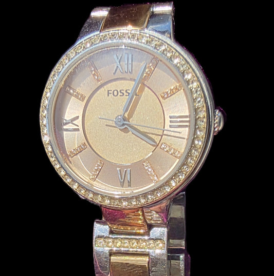 Fossil Women's Virginia Silver/Steel Round Stainless Steel Watch - ES3405